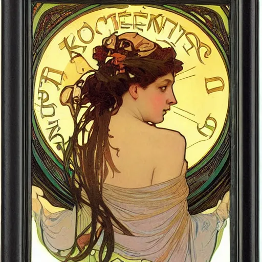 Image similar to keeper of secrets by alphonse mucha