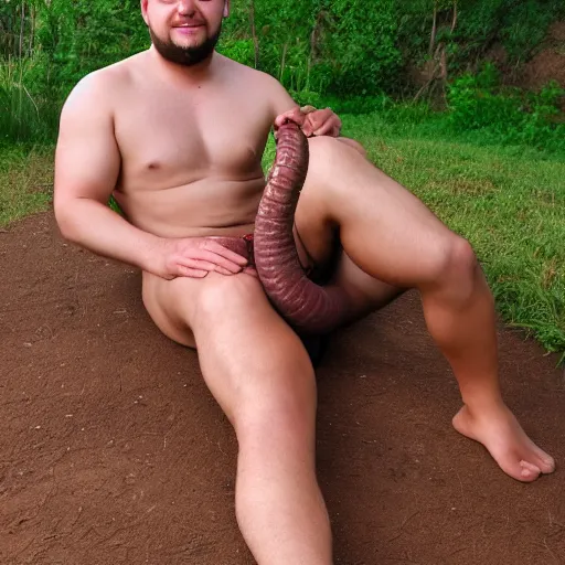 Prompt: man has a huge anaconda between his legs, 8 k hd,