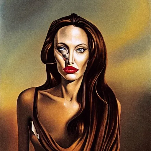 Prompt: a portrait of angelina jolie by salvador dali