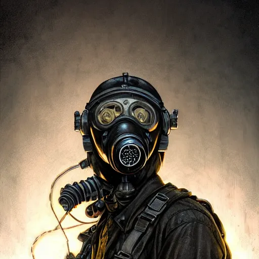 Image similar to commission of a man wearing a black helmet and a black gas mask,red glowing eyes,digital art,crazy detail,hyperdetailed,hyperrealistic,photorealistic,art by greg rutkowski,trevor henderson,artstation,deviantart,eerie,western comic style,comic,sharp lineart,fire coming from the gas mask