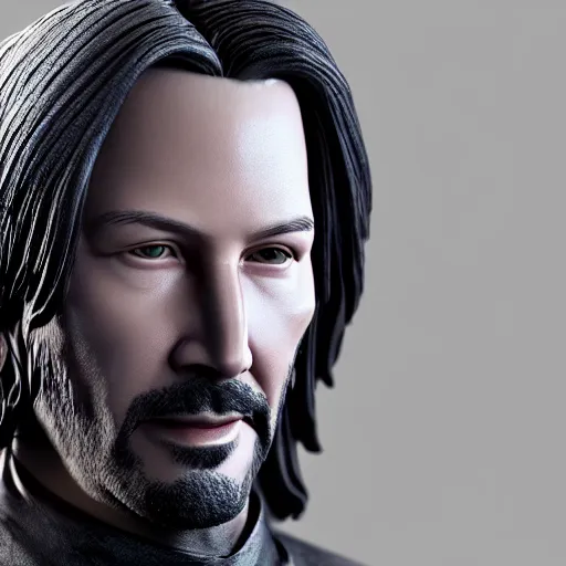 Prompt: highly detailed 3d render of keanu reeves statue, artstation art, unreal engine 4k, by Mike Winkelmann