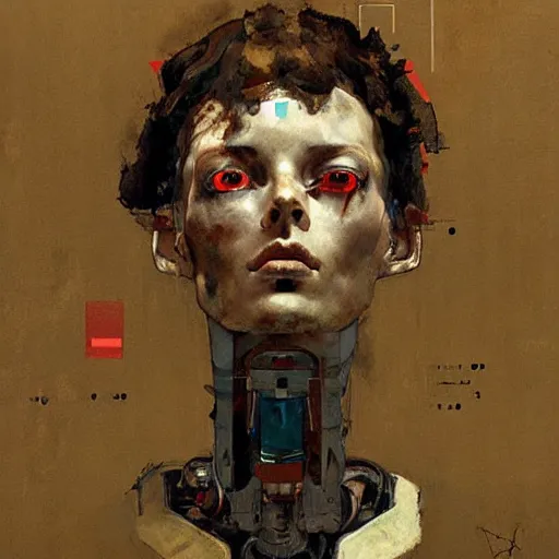 Prompt: portrait of a robot by egon schiele and greg rutkowski