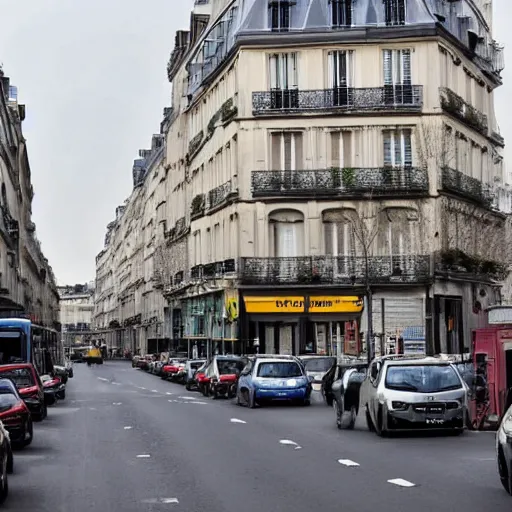 Image similar to une rue de paris vide avec des voitures garees en 2 0 2 0