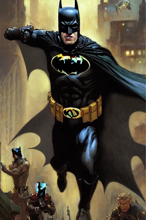 Image similar to batman, highly detailed painting by gaston bussiere, craig mullins, j. c. leyendecker 8 k