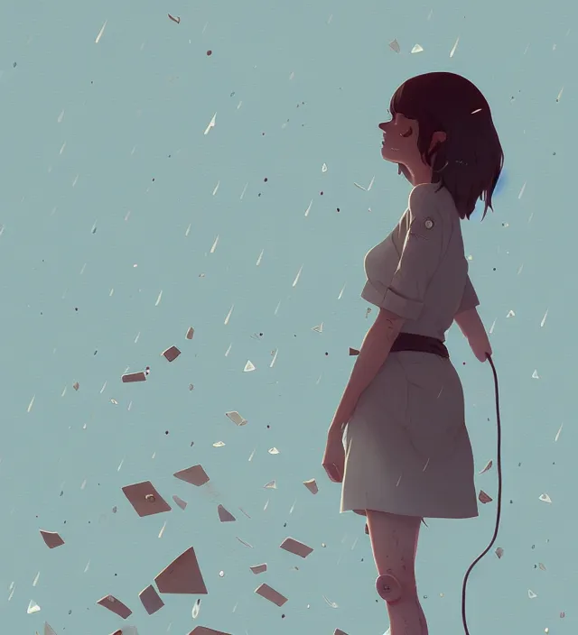 Image similar to the systolic rain, naturel, art style by atey ghailan, greg rutkowski, greg tocchini, james gilleard, joe gb fenton, in kaethe butcher, dynamic lighting, gradient light blue, brown, blonde cream and white color in scheme, grunge aesthetic