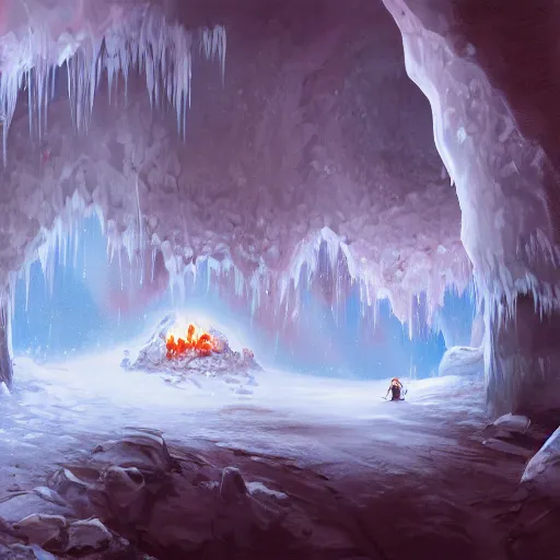 Image similar to ice cave, digital paintting, artstation, high quality