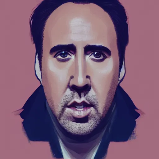 Image similar to nicolas cage profile picture by Sachin Teng , asymmetrical, positive vibes, Organic Painting , digital art, trending on artstation, Matte Painting, geometric shapes, hard edges, realism, graffiti, street art:2 by Sachin Teng:4