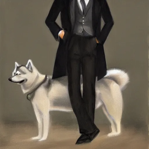 Prompt: a husky gentleman wearing a black jacket, art station