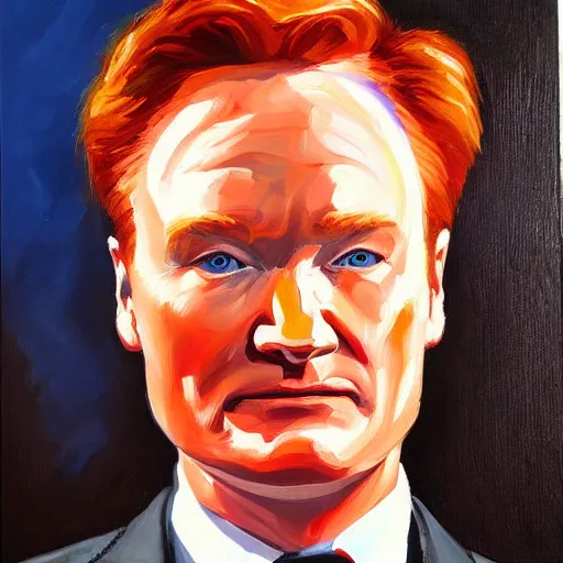 Image similar to conan o'brien, Oil painting, portrait