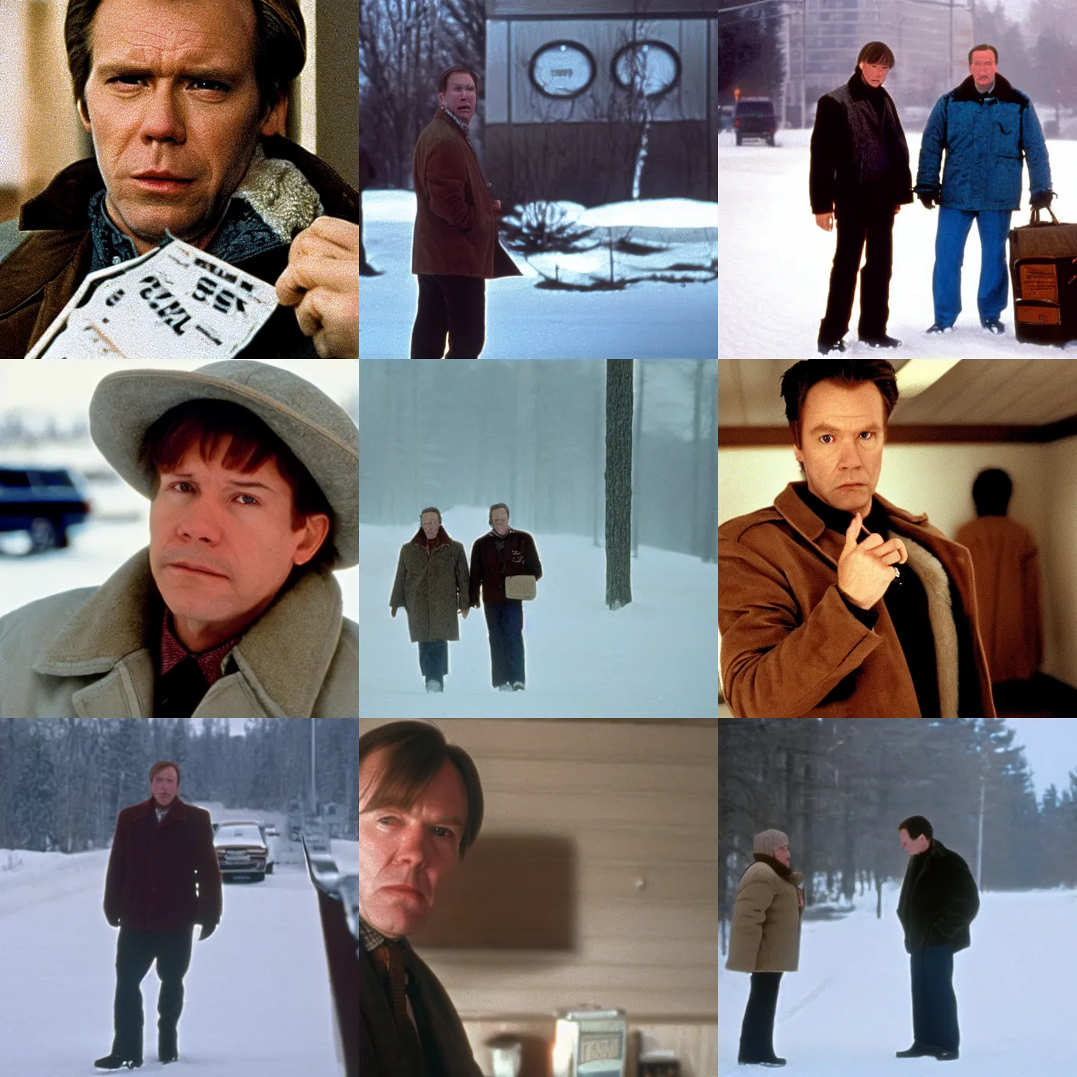 Prompt: a film still from fargo ( 1 9 9 6 )