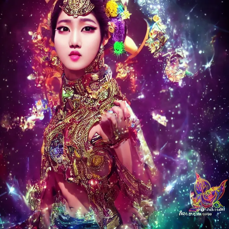 Image similar to futuristic kpop idol deity, bollywood style