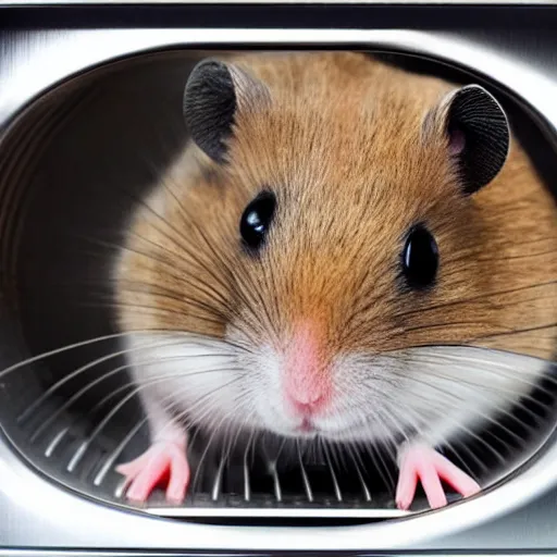 Prompt: a hamster in a microwave photo - realistic 4 k