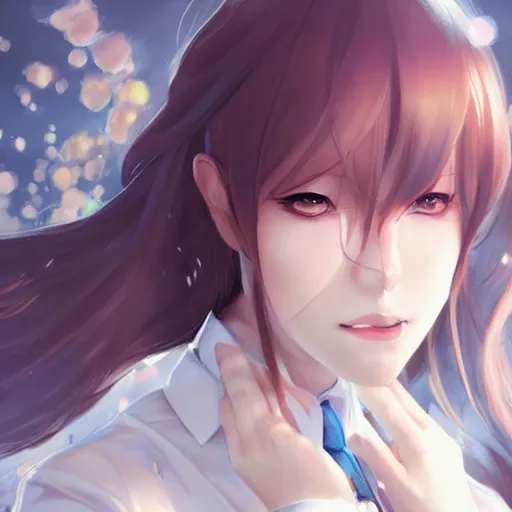 Image similar to kurisu makise, concept art, elegant, ultra highly detailed, digital painting, smooth, sharp focus, artstation, pixiv, art by sakimichan, Bo Chen, rossdraws, Ina Wong