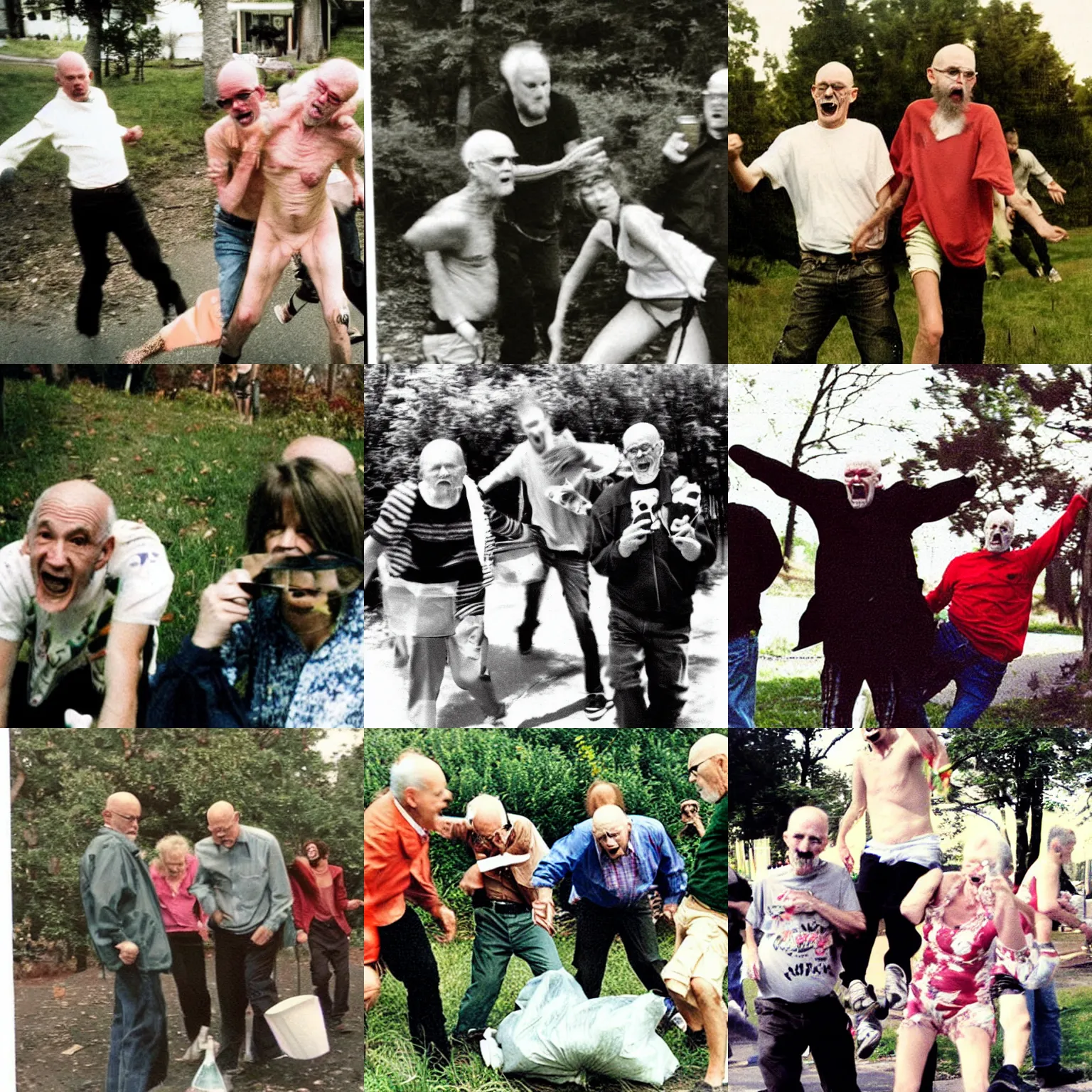 Prompt: found photo of trash humpers getting wild