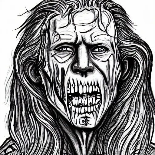 Prompt: hand drawn portrait of the face of a Joe Biden lich king zombification lovecraftian D&D