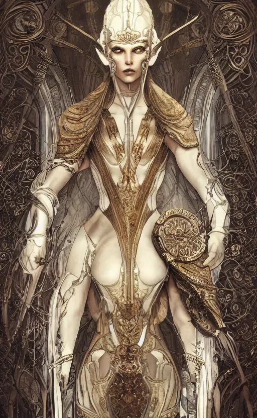 Prompt: julius caesar, front view, symetrical, full body, neutral background, intricate, sharp focus, illustration, aleksi briclot, rossbach, anna dittmann, rutkowski, mucha