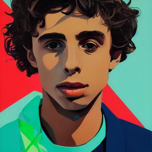 Image similar to Thimotee Chalamet profile picture by Sachin Teng, asymmetrical, Organic Painting , Matte Painting, geometric shapes, hard edges, graffiti, street art:2 by Sachin Teng:4