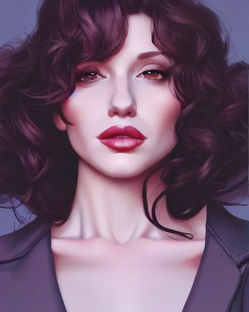 Image similar to a beautiful gina gershon christina hendricks kat dennings dolly parton instagram model, cascading hair full lips, by wlop and ilya kuvshinov and artgerm,, gorgeous, stunning, alluring, artstation, deviantart, digital art