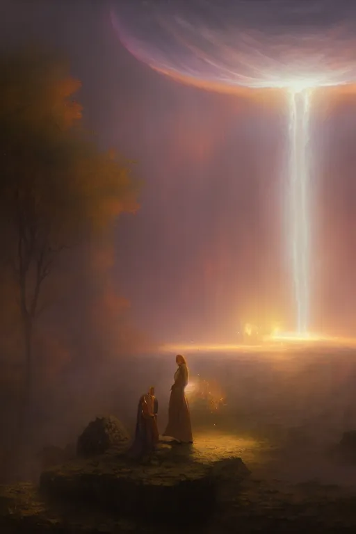Prompt: One Thousand Years Of Longing,illustration, chaotic, sexy, a nuclear explosion background, mist, volumetric lighting, soft lighting, soft details, painting oil on canvas by Edmund Blair Leighton and Charlie Bowater octane render, HDR, trending on artstation, 4k, 8k, HD