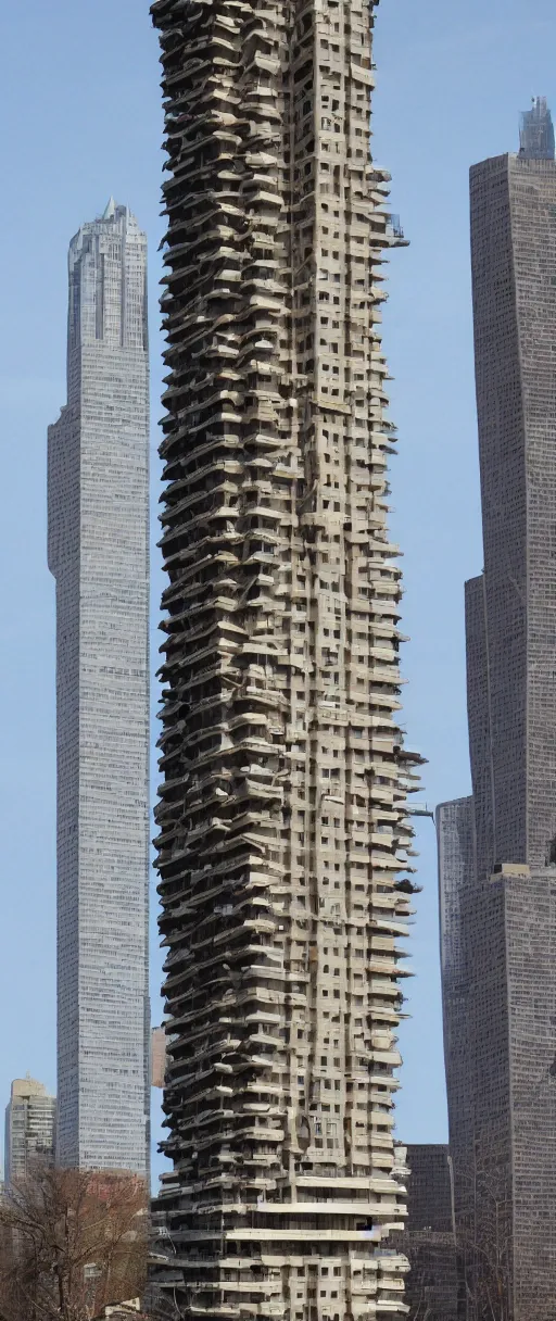 Prompt: a skyscraper by Frank lloyd Wright