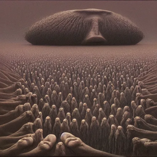 Image similar to a whole bunch of little tiny people, by zdzisław beksinski