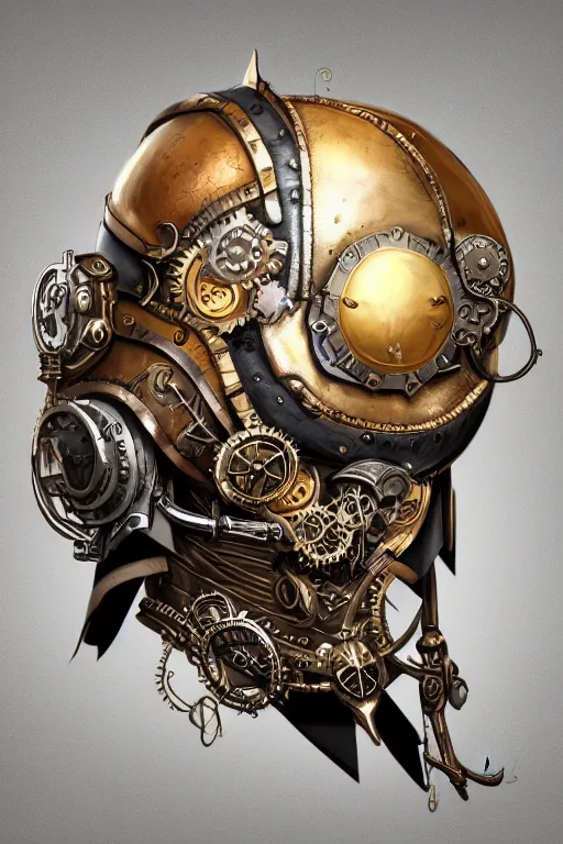 Image similar to steampunk helmet fantasy art mask robot ninja stylized digital illustration sharp focus, elegant intricate digital painting artstation concept art global illumination ray tracing advanced technology chaykin howard and campionpascale and cooke darwyn and davis jack