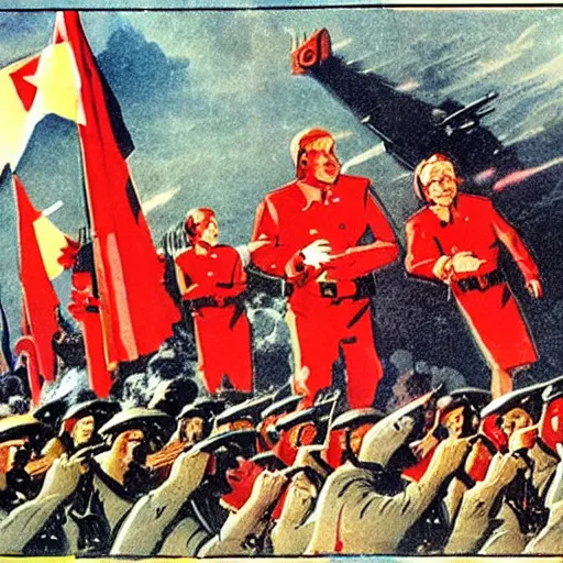 Image similar to pro - war propaganda by the soviet union