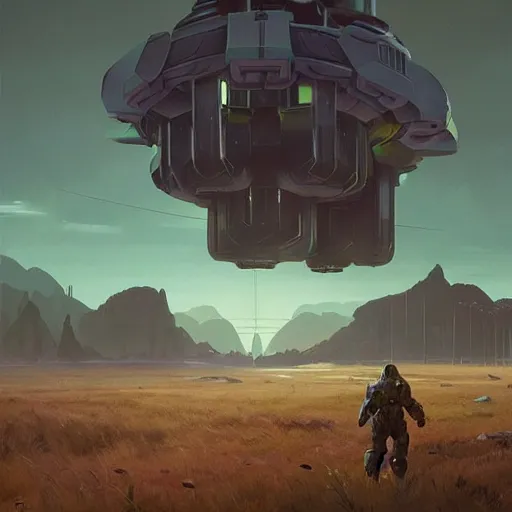 Image similar to halo ring from the game halo, simon stalenhag