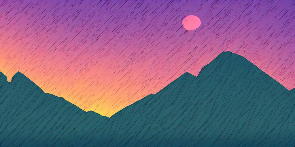 Prompt: sunrise mountain vector illustration digital art by albers josef trending on artstation