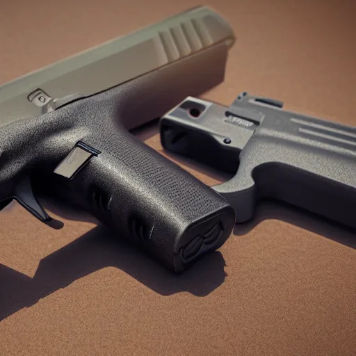 Image similar to A medium shot Octane render of a Glock 18, 4k, ultra HD