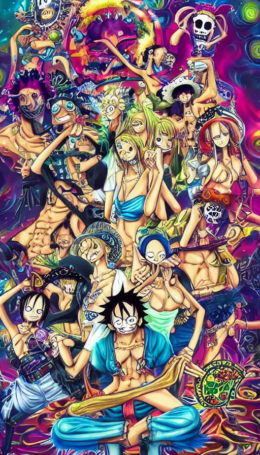 Image similar to psytrance artwork, from one piece