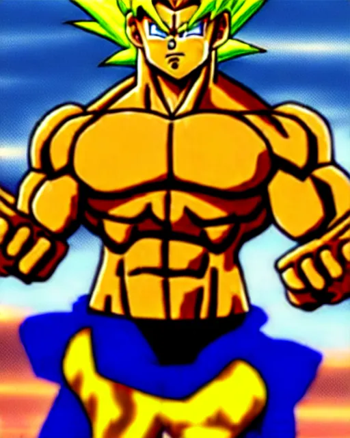 Image similar to rodrigo duterte, duterte as super saiyan in fighting pose with blonde spiky hair and body builder muscles and red pants, realistic