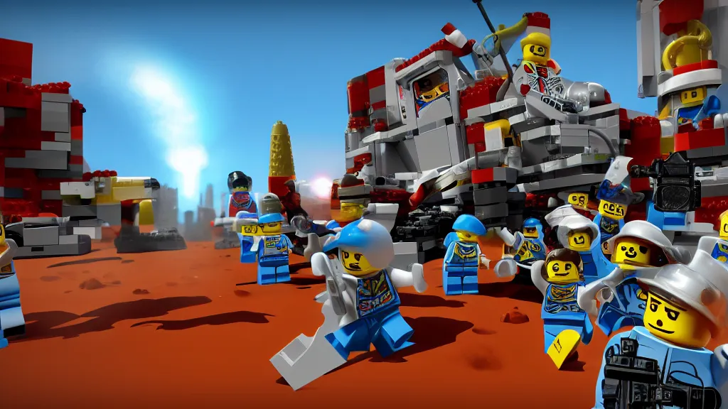 Image similar to lego mars mission first-person shooter in-game screenshot