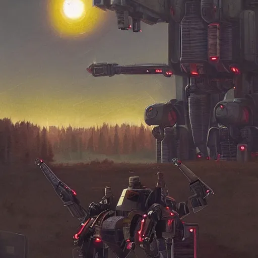 Image similar to atlas mech of mechwarrior by Simon Stålenhag, photorealistic