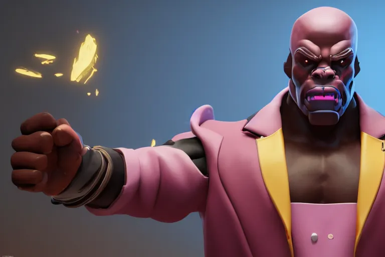 Image similar to doomfist, pink blazer, overwatch game, digital art, high detailed, unreal engine, artstation, 3 d render