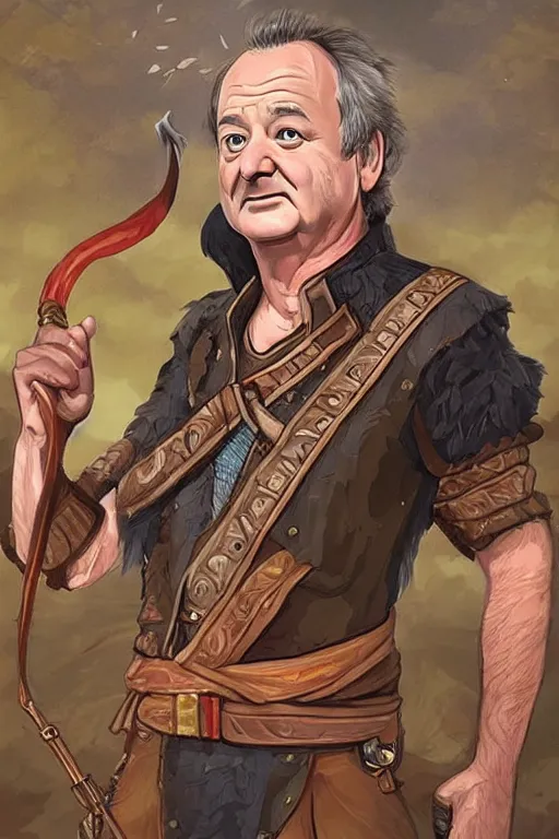 Prompt: bill murray portrait as a dnd character fantasy art.