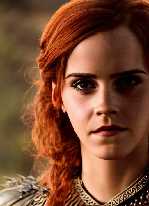 Prompt: photography emma watson as red sonja, beautiful face cinematic