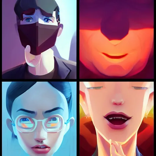 Image similar to face icon stylized minimalist 3 do interactive multiplayer, loftis, cory behance hd by jesper ejsing, by rhads, makoto shinkai and lois van baarle, ilya kuvshinov, rossdraws global illumination