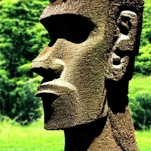 Image similar to makoto shinkai easter island head