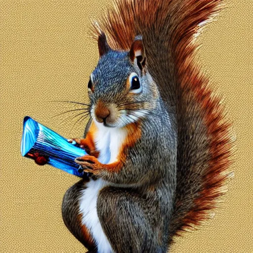 Image similar to squirrel in acorn armor, digital art