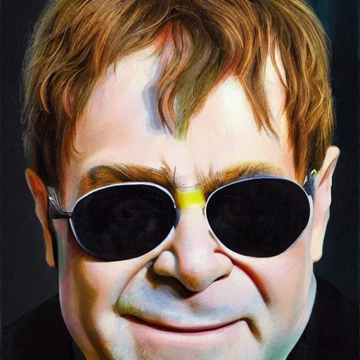 Image similar to elton john lennon wearing avocado clothes, oil painting, ultradetailed, artstation, ultradetailed