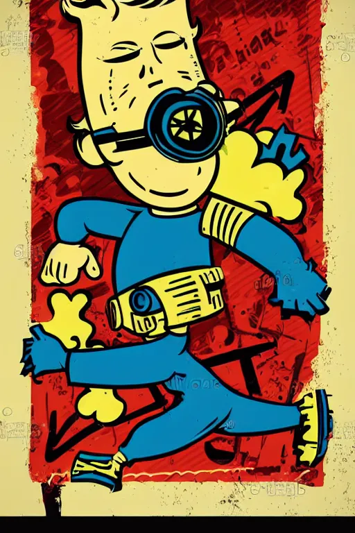 Image similar to fallout 7 6 retro futurist illustration art by butcher billy, sticker, colorful, illustration, highly detailed, simple, smooth and clean vector curves, no jagged lines, vector art, smooth andy warhol style