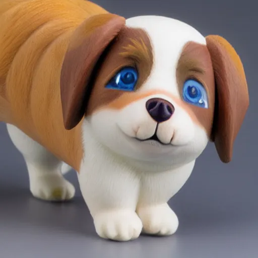 Prompt: australian shepherd anime figurine, soft studio light