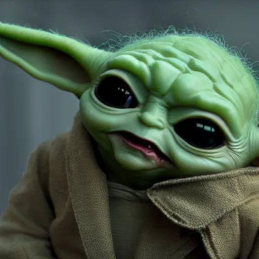 Image similar to Baby Yoda As the joker 4K quality super realistic