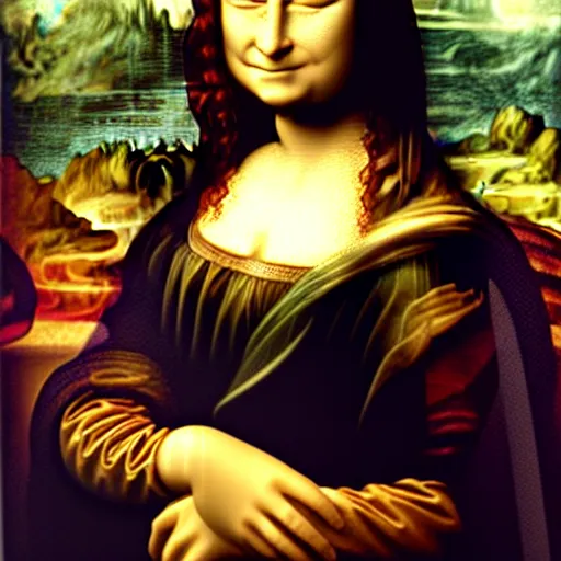 Prompt: mona lisa, but only her outline