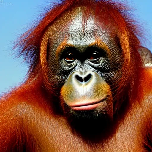 Image similar to orangutan selfie photograph, taken at walmart