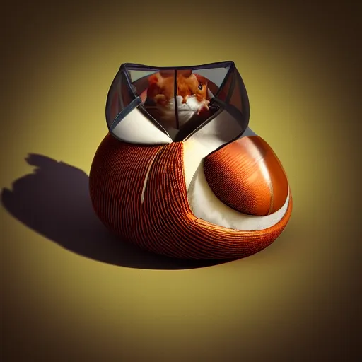 Image similar to a cat hermit crab animal mashup, cat x hermit crab, digital art, deviantart, artstation, octane render