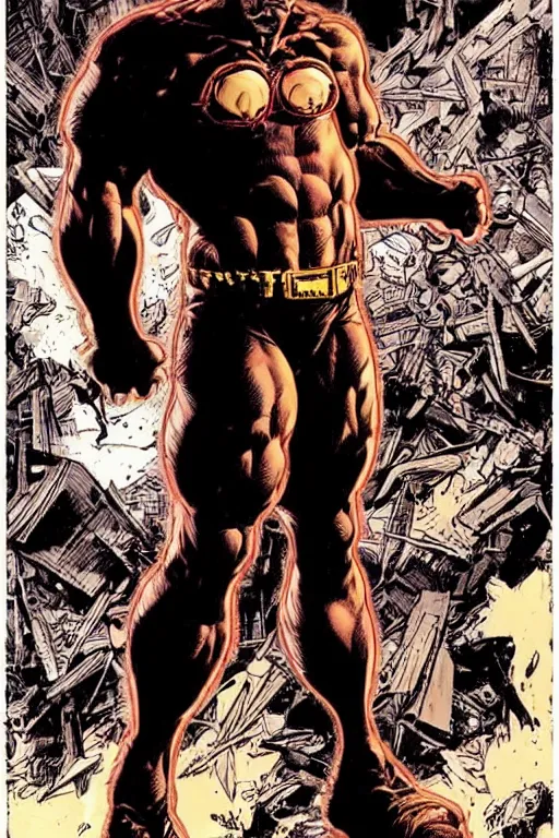 Prompt: A full body portrait of a new antihero character standing on the ground art by Marc Silvestri and Jim Lee, trending on artstation, ominous, mysterious