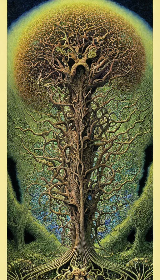 Image similar to tree of life by roger dean and andrew ferez, art forms of nature by ernst haeckel, divine chaos engine, symbolist, visionary, art nouveau, botanical fractal structures, organic, detailed, realistic, surreality