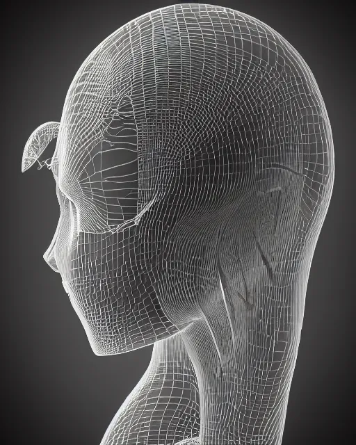 Prompt: mythical dreamy black and white organic bio - mechanical spinal ribbed profile face portrait detail of translucent steampunk beautiful intricate monochrome angelic - human - queen - vegetal - cyborg, highly detailed, intricate translucent jellyfish ornate, poetic, translucent microchip ornate, 3 d render, digital art, octane render, 8 k artistic lithography